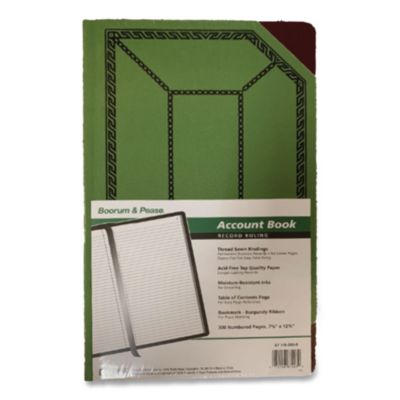 Boorum & Pease Account Record Book, Record-Style Rule, Green/black/red Cover, 12.13 X 7.44 Sheets, 300 Sheets/book (BOR6718300R) BOR6718300R