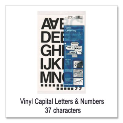 Chartpak Press-On Vinyl Letters and Numbers, Self Adhesive, Black, 1.5"h, 37 Letters and Numbers (CHA01040) CHA01040