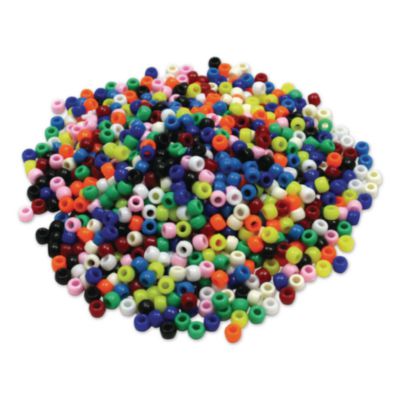 Creativity Street Pony Beads, Plastic, 6 Mm X 9 Mm, Assorted Primary Colors, 1,000/set (CKC3552) CKC3552