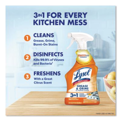 LYSOL Brand Kitchen Pro Antibacterial Cleaner, Citrus Scent, 22 oz Spray Bottle, 9/Carton (79556) RAC79556