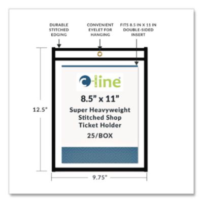 C-Line Shop Ticket Holders, Stitched, Both Sides Clear, 50 Sheets, 8.5 x 11, 25/Box (CLI46911) CLI46911