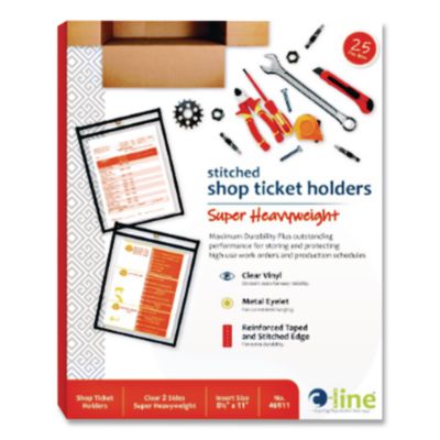 C-Line Shop Ticket Holders, Stitched, Both Sides Clear, 50 Sheets, 8.5 x 11, 25/Box (CLI46911) CLI46911