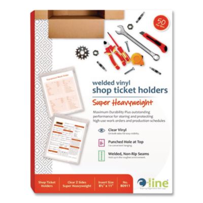 C-Line Clear Vinyl Shop Ticket Holders, Both Sides Clear, 15 Sheets, 8.5 x 11, 50/Box (CLI80911) CLI80911