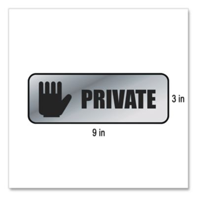 COSCO Brushed Metal Office Sign, Private, 9 X 3, Silver (COS098210) COS098210