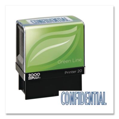COSCO 2000PLUS Green Line Message Stamp, Confidential, 1.5 x 0.56, Blue (COS098374) COS098374