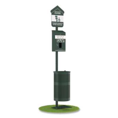 Furloo Pet Waste Station Kit with Foot Pedal, Header Bag Locking Dispenser, 11.5 Gallon Trash Can, Pole, and Glow-in-the-Dark Sign