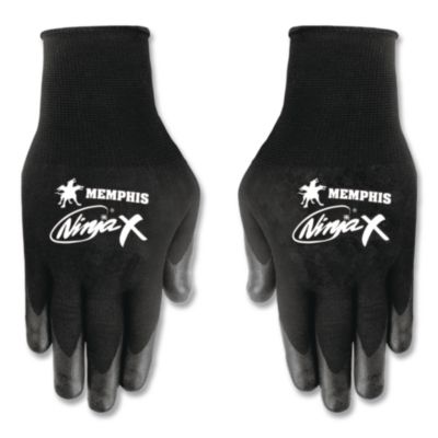 MCR Safety Ninja X Bi-Polymer Coated Gloves, Large, Black, Pair (CRWN9674L) CRWN9674L