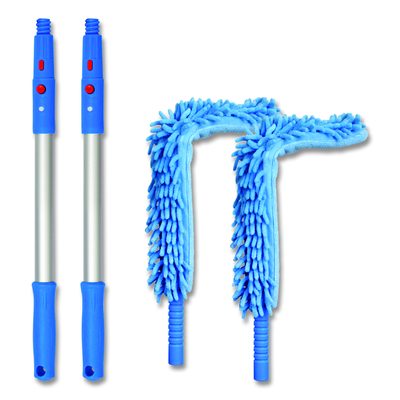 Gritt Commercial Flexible Wand Duster with Microfiber and Chenille Sleeve and 20" Pole