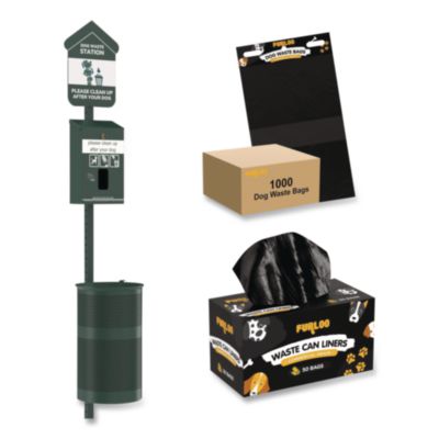 Furloo Pet Waste Station Starter Kit with Header Bag Dispenser, Bags and Liners