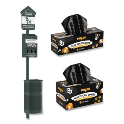 Furloo Pet Waste Station Starter Kit with Roll Bag Dispenser, Bags and Liners