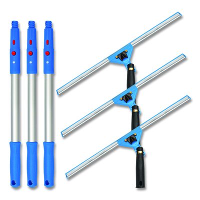 Gritt Commercial Pro Window Washing Kit with Swivel Window Squeegee and 20" Pole