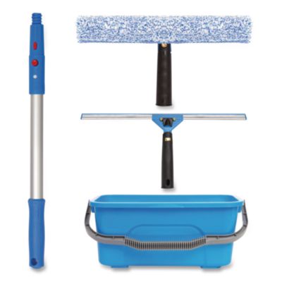 Gritt Commercial Pro Window Cleaning Kit with 14" Squeegee, 14" Washer, 20" Pole and 3 Gallon Heavy-Duty Bucket