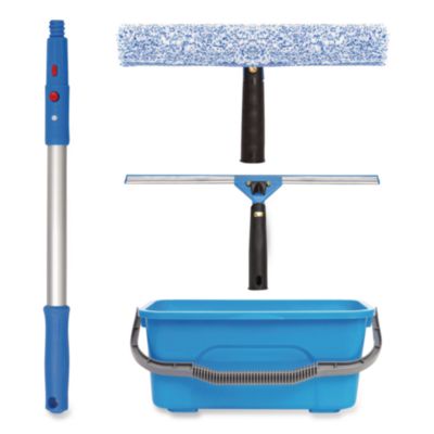 Gritt Commercial Pro Window Cleaning Kit with 14" Squeegee, 14" Washer, 20" Pole and 3 Gallon Heavy-Duty Bucket