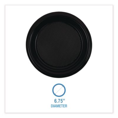 Boardwalk Hi-Impact Plastic Dinnerware, Plate, 6" Dia, Black, 1,000/carton (BWKPLTHIPS6BL) BWKPLTHIPS6BL