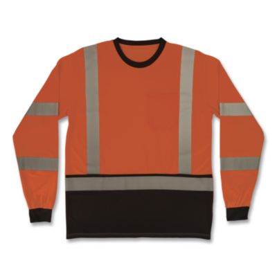 ergodyne® GloWear 8369BK Class 3 Essential Hi-Vis Long Sleeve T-Shirt with Black Bottom