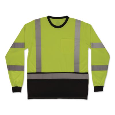 ergodyne® GloWear 8369BK Class 3 Essential Hi-Vis Long Sleeve T-Shirt with Black Bottom