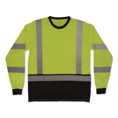 ergodyne® GloWear 8369BK Class 3 Essential Hi-Vis Long Sleeve T-Shirt with Black Bottom