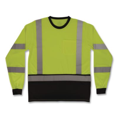 ergodyne® GloWear 8369BK Class 3 Essential Hi-Vis Long Sleeve T-Shirt with Black Bottom