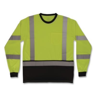 ergodyne® GloWear 8369BK Class 3 Essential Hi-Vis Long Sleeve T-Shirt with Black Bottom