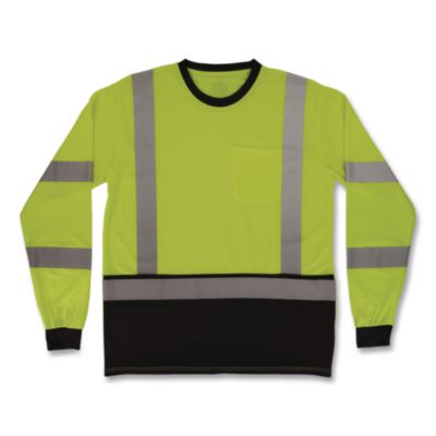 ergodyne® GloWear 8369BK Class 3 Essential Hi-Vis Long Sleeve T-Shirt with Black Bottom