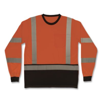 ergodyne® GloWear 8369BK Class 3 Essential Hi-Vis Long Sleeve T-Shirt with Black Bottom