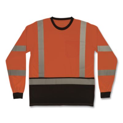 ergodyne® GloWear 8369BK Class 3 Essential Hi-Vis Long Sleeve T-Shirt with Black Bottom