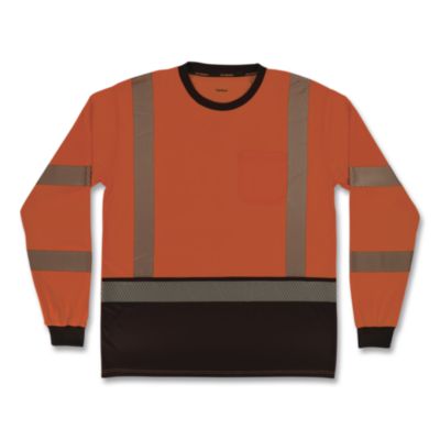 ergodyne® GloWear 8371BK Class 3 Performance Hi-Vis Long Sleeve T-Shirt with Black Bottom