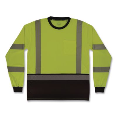 ergodyne® GloWear 8371BK Class 3 Performance Hi-Vis Long Sleeve T-Shirt with Black Bottom
