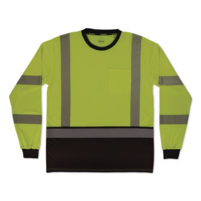 ergodyne® GloWear 8371BK Class 3 Performance Hi-Vis Long Sleeve T-Shirt with Black Bottom