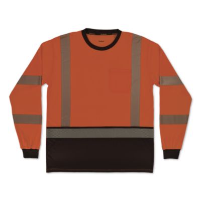 ergodyne® GloWear 8371BK Class 3 Performance Hi-Vis Long Sleeve T-Shirt with Black Bottom