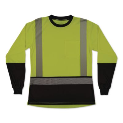 ergodyne® GloWear 8278BK Class 2 Women's Performance Hi-Vis Long Sleeve T-Shirt with Black Bottom