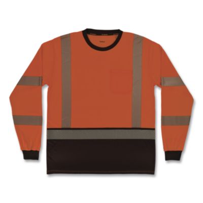 ergodyne® GloWear 8371BK Class 3 Performance Hi-Vis Long Sleeve T-Shirt with Black Bottom