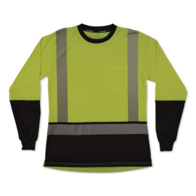 ergodyne® GloWear 8278BK Class 2 Women's Performance Hi-Vis Long Sleeve T-Shirt with Black Bottom