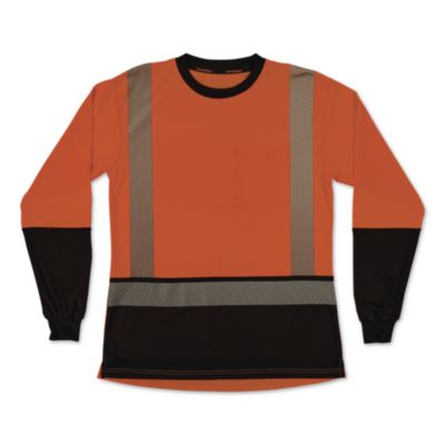 ergodyne® GloWear 8278BK Class 2 Women's Performance Hi-Vis Long Sleeve T-Shirt with Black Bottom