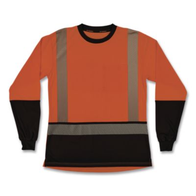 ergodyne® GloWear 8278BK Class 2 Women's Performance Hi-Vis Long Sleeve T-Shirt with Black Bottom