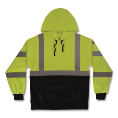ergodyne® GloWear 8311BK Class 3 Essential Hi-Vis Hooded Sweatshirt with Black Bottom