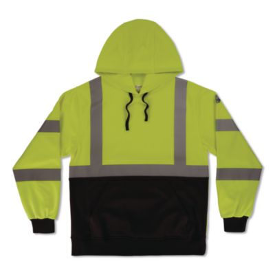 ergodyne® GloWear 8311BK Class 3 Essential Hi-Vis Hooded Sweatshirt with Black Bottom