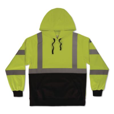 ergodyne® GloWear 8311BK Class 3 Essential Hi-Vis Hooded Sweatshirt with Black Bottom