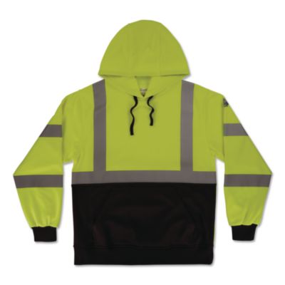 ergodyne® GloWear 8311BK Class 3 Essential Hi-Vis Hooded Sweatshirt with Black Bottom