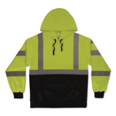 ergodyne® GloWear 8311BK Class 3 Essential Hi-Vis Hooded Sweatshirt with Black Bottom