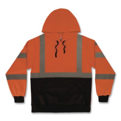 ergodyne® GloWear 8311BK Class 3 Essential Hi-Vis Hooded Sweatshirt with Black Bottom