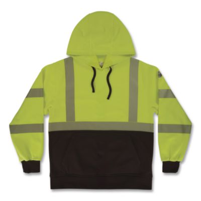 ergodyne® GloWear 8317BK Class 3 Performance Hi-Vis Hooded Sweatshirt with Black Bottom