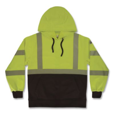 ergodyne® GloWear 8317BK Class 3 Performance Hi-Vis Hooded Sweatshirt with Black Bottom