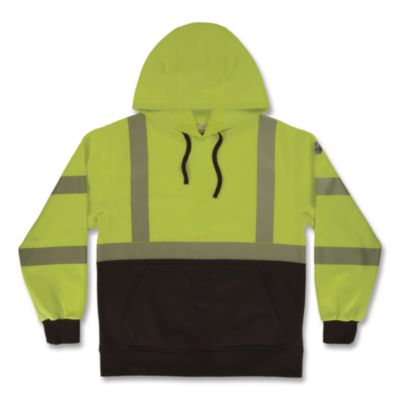 ergodyne® GloWear 8317BK Class 3 Performance Hi-Vis Hooded Sweatshirt with Black Bottom