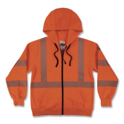 ergodyne® GloWear 8305W Class 3 Women's Performance Hi-Vis Hooded Zip-Up Sweatshirt