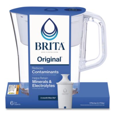 Brita Small 6-Cup Water Filter Pitcher with 1 Standard Filter, Bright White/Clear, 2/Carton (CLO36089) CLO36089