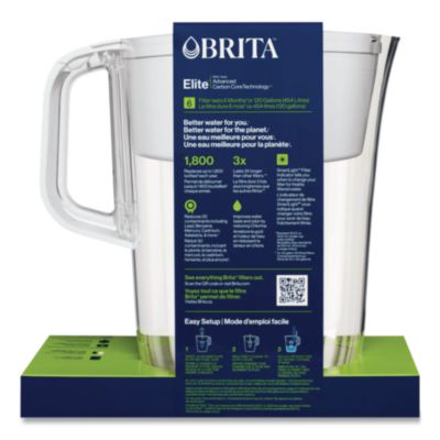 Brita Tahoe Water Pitcher with Elite Filter, 10 Cups, Bright White, 2/Carton (CLO50688CT) CLO50688CT