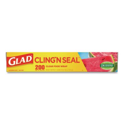 Glad Cling%27N Seal Plastic Food Wrap, 200 Square Foot Roll, Clear (CLO00020) CLO00020