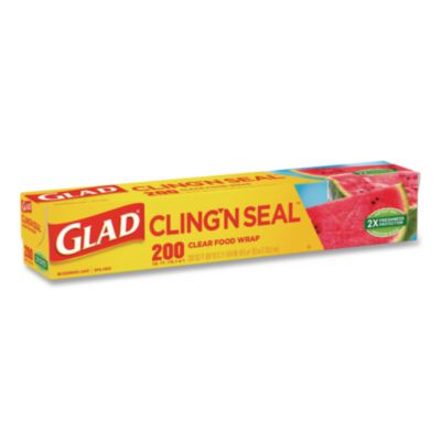 Glad Cling%27N Seal Plastic Food Wrap, 200 Square Foot Roll, Clear (CLO00020) CLO00020