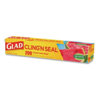 Glad Cling%27N Seal Plastic Food Wrap, 200 Square Foot Roll, Clear (CLO00020) CLO00020
